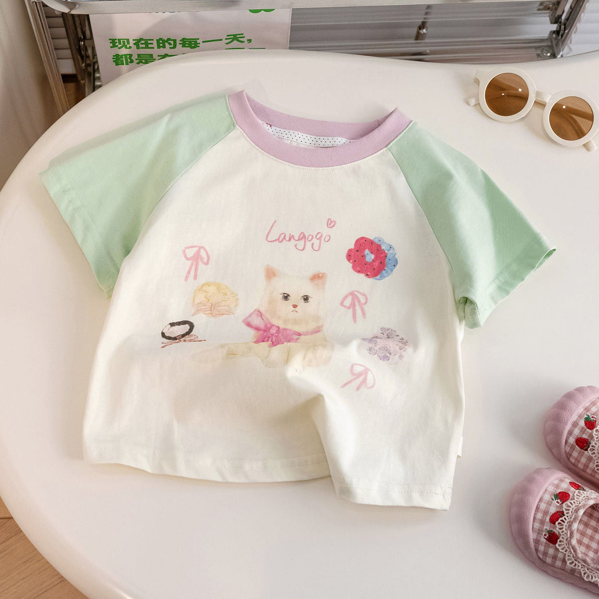 Girls Cartoon Color T-Shirt – Cute Summer Cotton Top – T-Shirts – Image 4