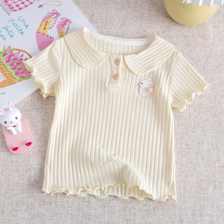 Girls Pure Cotton T-Shirt – Simple All-Match Summer Top – T-Shirts – Image 3