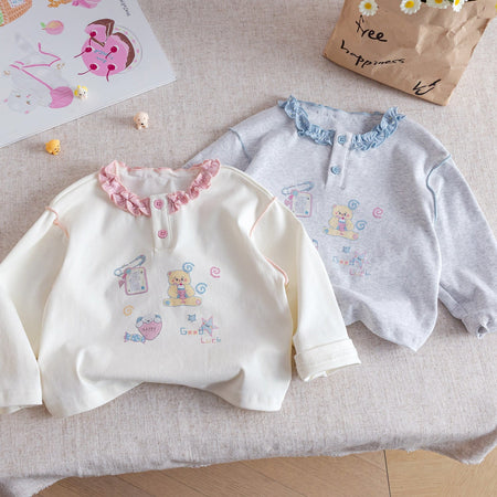 Girls Princess Cartoon Long Sleeve T-Shirt – Sweet Top – T-Shirts – Image 1