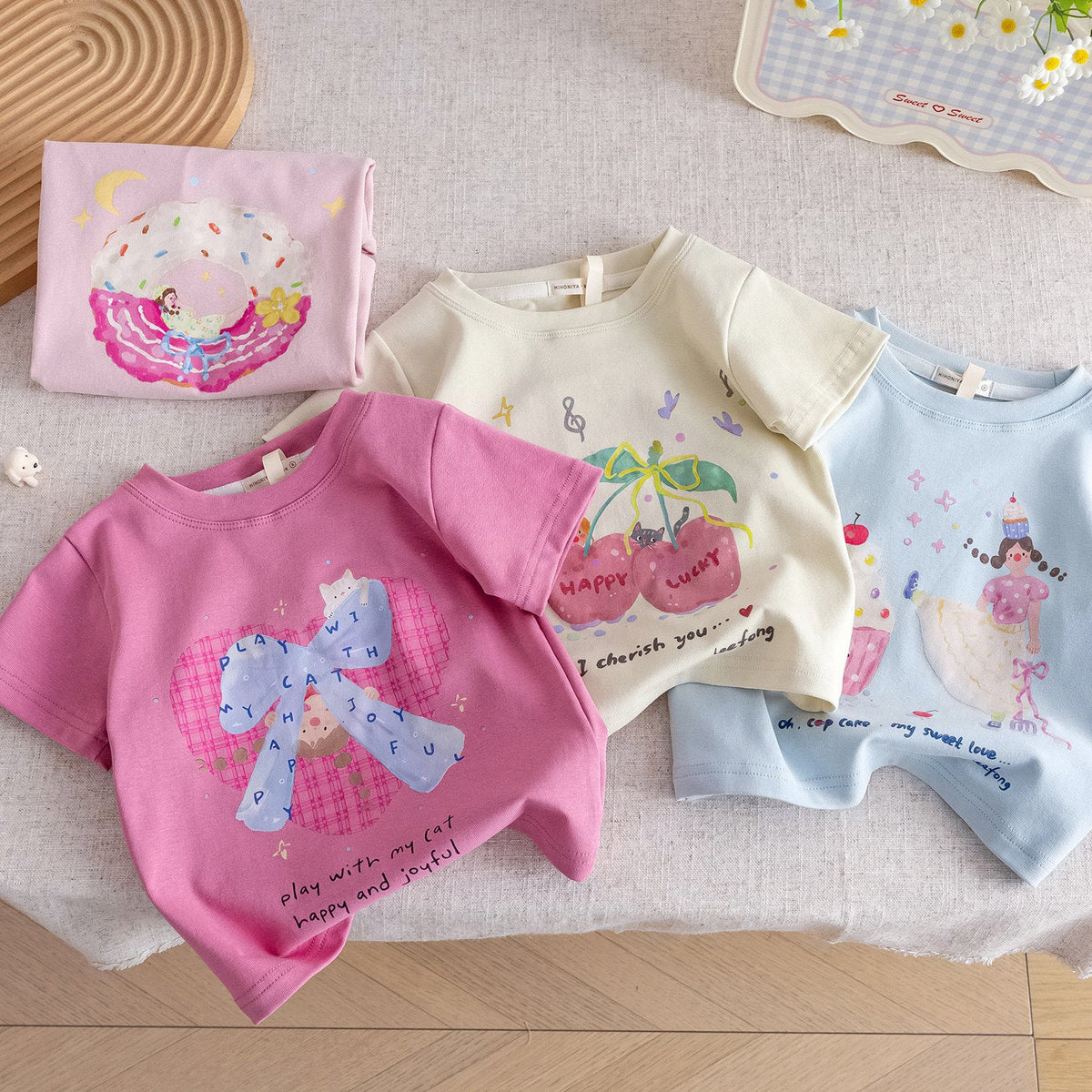 Girls Candy Color Cartoon T-Shirt – Cute Summer Wear – T-Shirts – Image 2