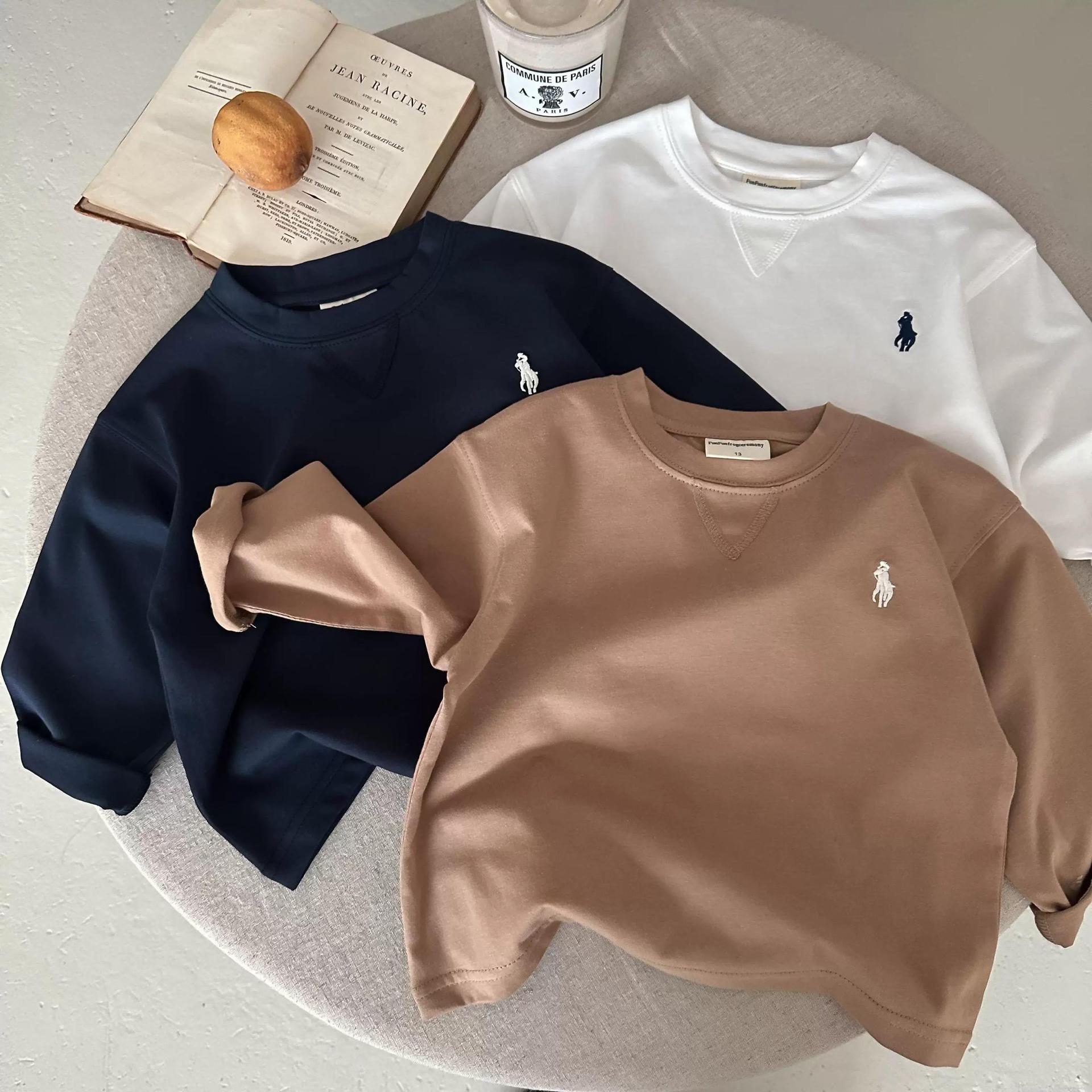 Kids Cotton Long Sleeve T-Shirt – Simple Korean Style – T-Shirts – Image 3