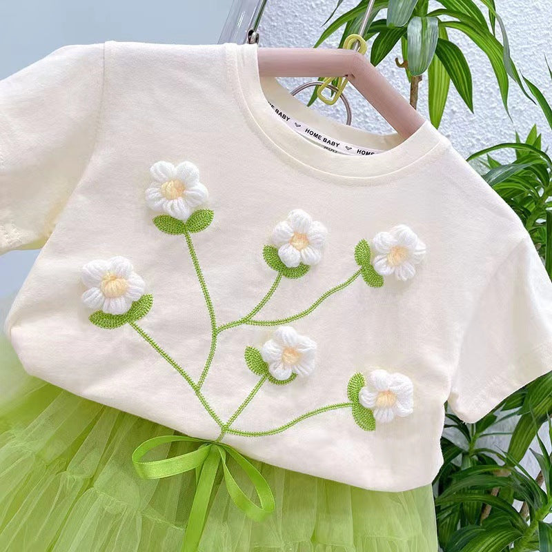 Girls 3D Flower Cotton T-Shirt – Cute Summer Top – T-Shirts – Image 4