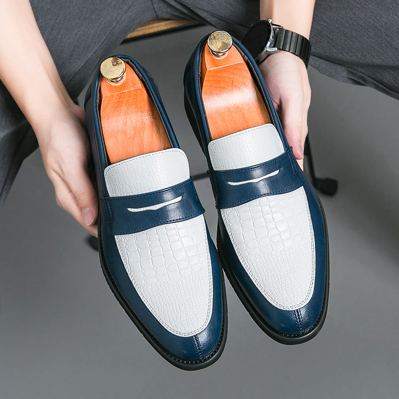 White Blue men's formal shoes - leather dress shoes for office and business occasions