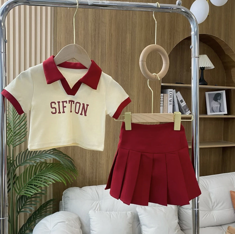 Girls Preppy Polo & Pleated Skirt – Stylish Summer Set – Outfit Sets – Image 1