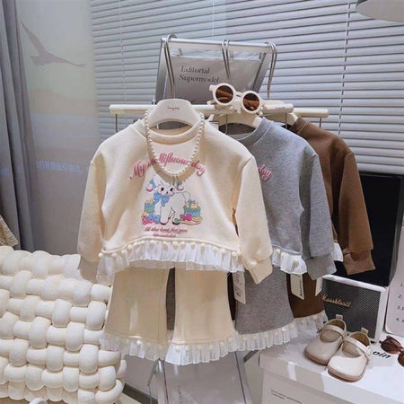 Girls Lace Cartoon Suit – Sweet Spring Autumn Set – Outfit Sets – Image 3