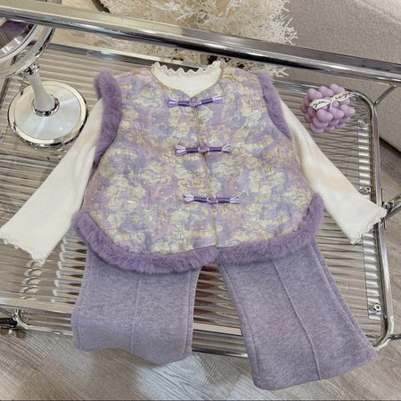 Girls Velvet Winter Suit – Warm Chinese Style Outfit – Outfit Sets – Image 1