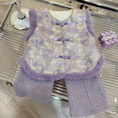 Girls Velvet Winter Suit – Warm Chinese Style Outfit – Outfit Sets – Image 2