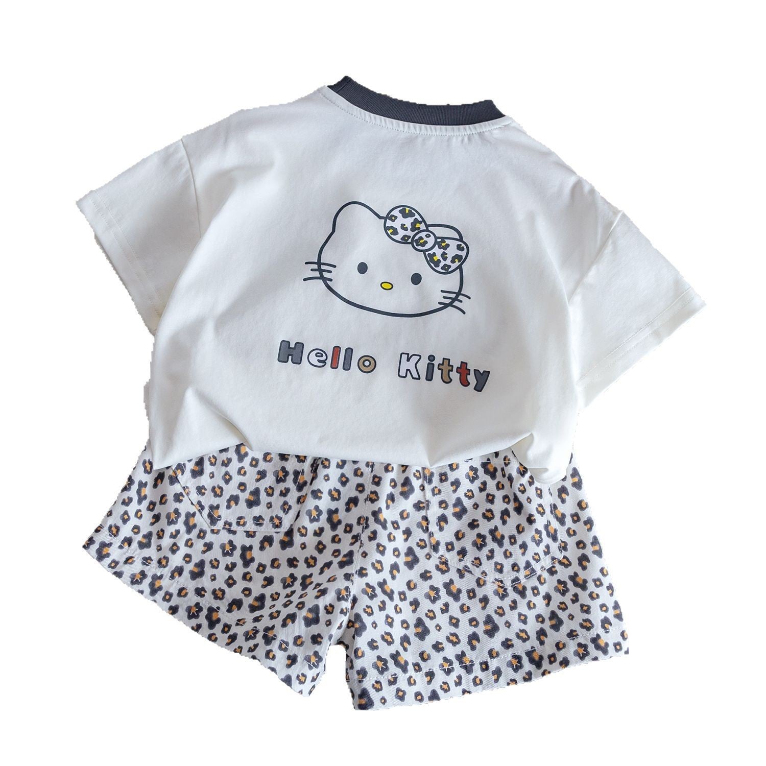 Girls Cat Print Top & Leopard Shorts – Summer Set – Outfit Sets – Image 5