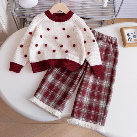 Girls Fleece Knitwear Set – Warm Winter Two-Piece Outfit – Outfit Sets – Image 1