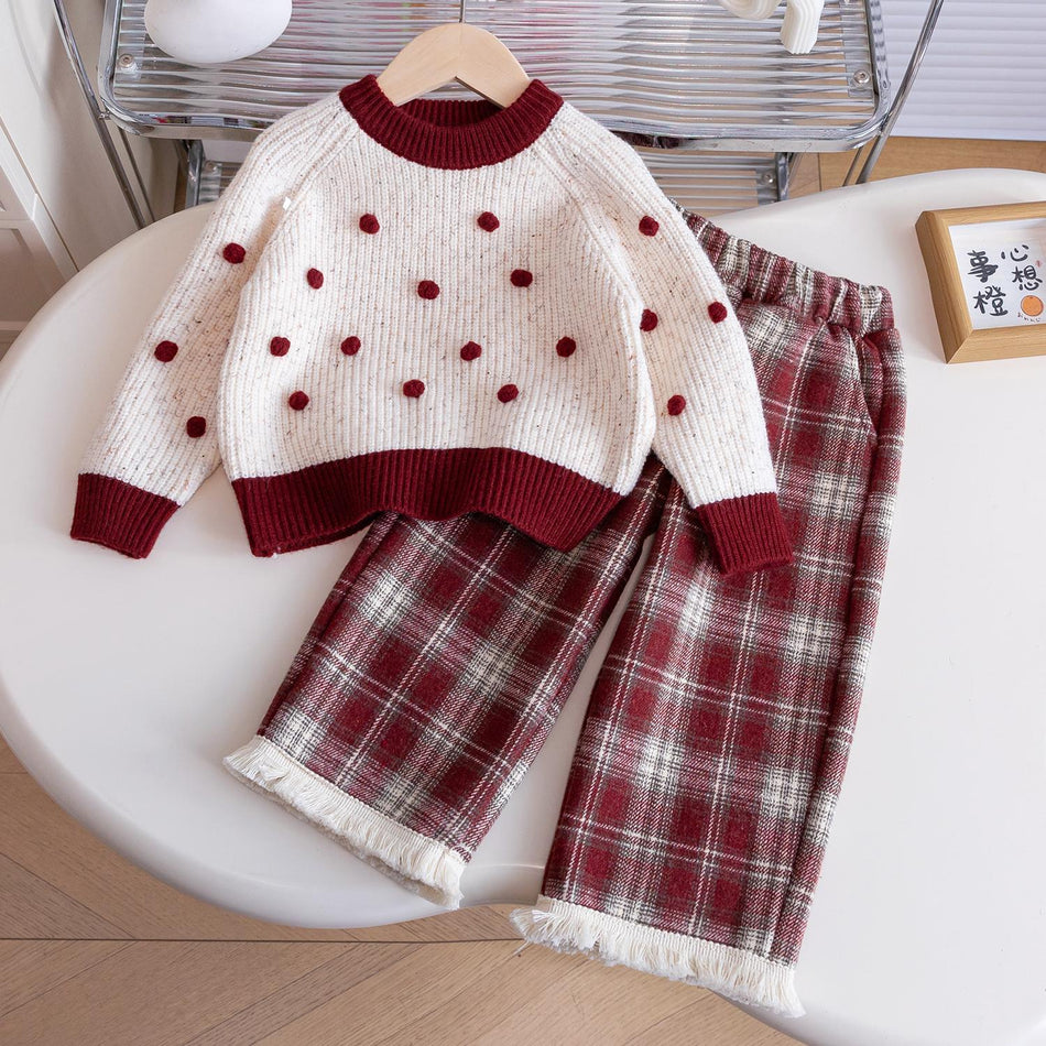 Girls Fleece Knitwear Set – Warm Winter Two-Piece Outfit – Outfit Sets – Image 1
