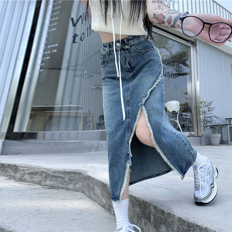 Irregular Slit Retro Midi