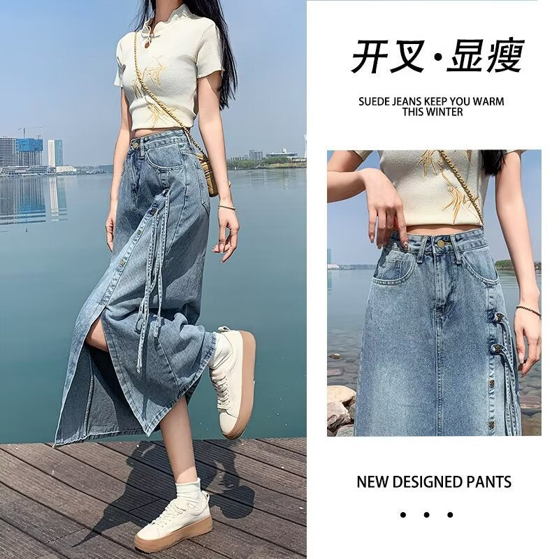 "National Style" Plus-Size Denim Midi