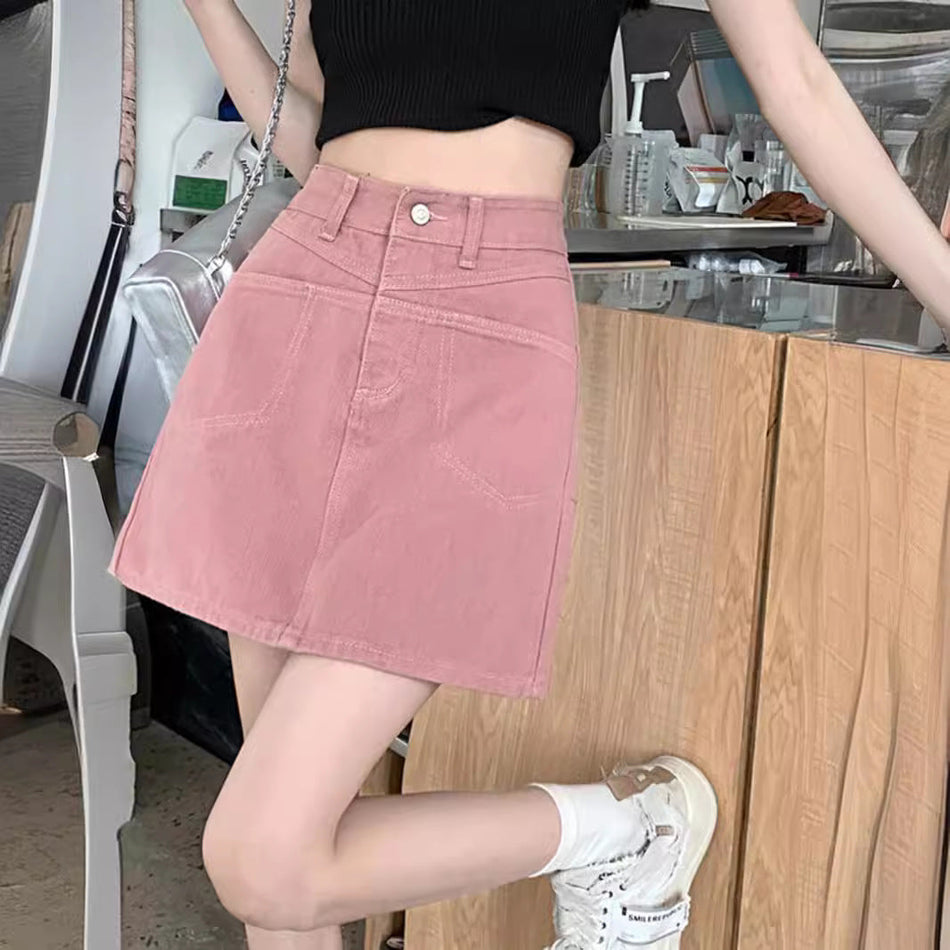 Pink American Style "Big & Small" Denim Midi