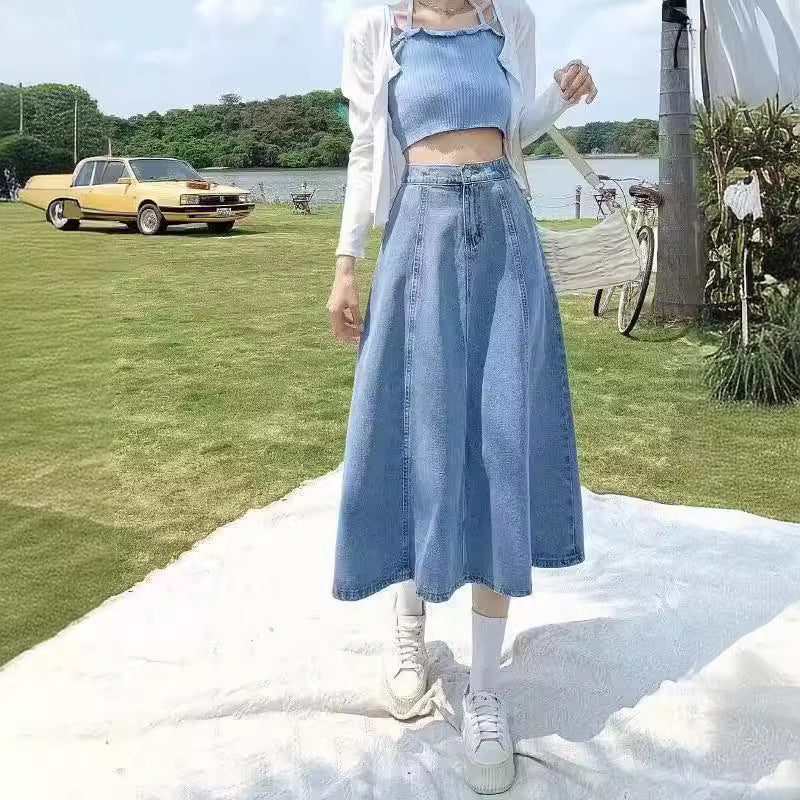 Plus-Size Denim "Umbrella" Midi