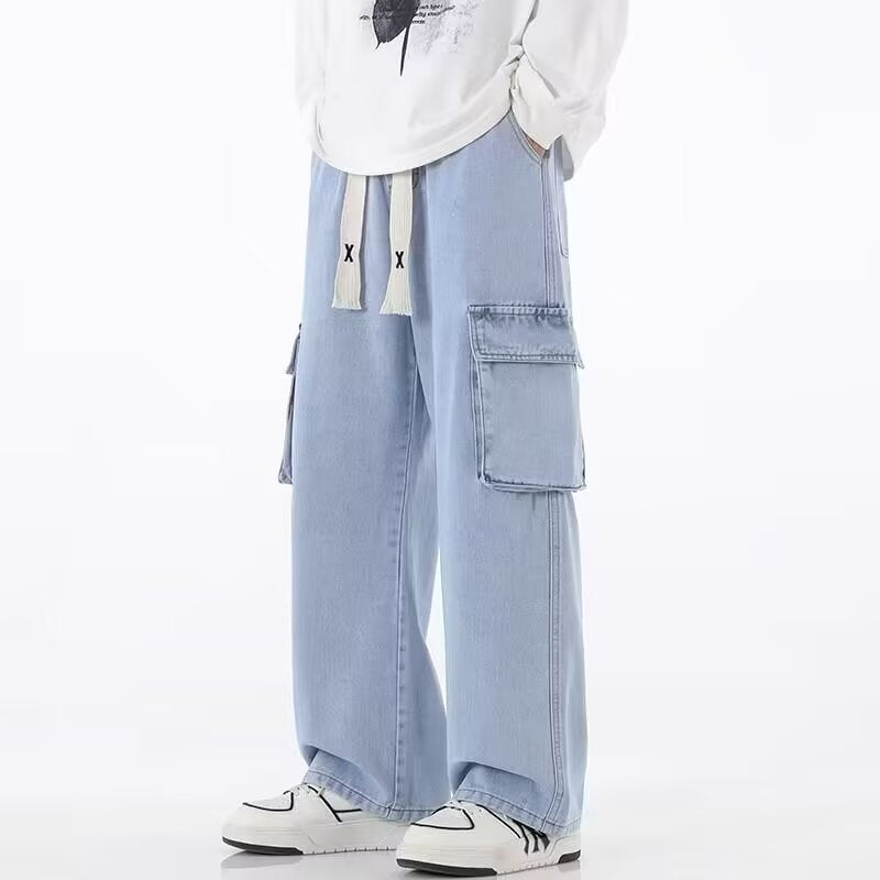 Youth Cargo Loose Straight Floor-Length Men’s Jeans