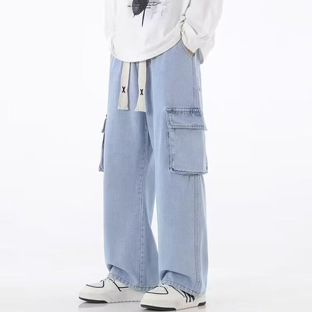 Youth Cargo Loose Straight Floor-Length Men’s Jeans