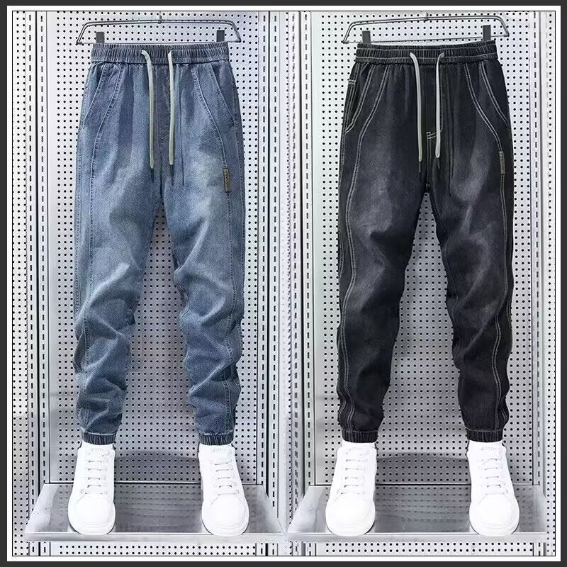 Retro Elastic Waist Jogger Men’s Casual Jeans Pants