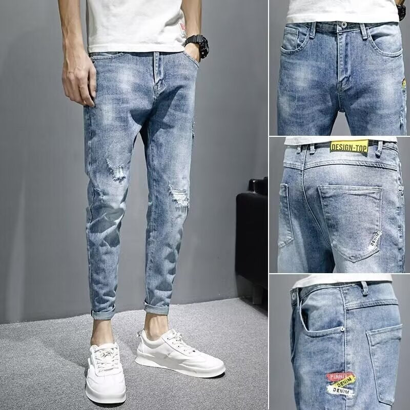 Korean Slim Fit Tapered Men’s Stretch Jeans Pants
