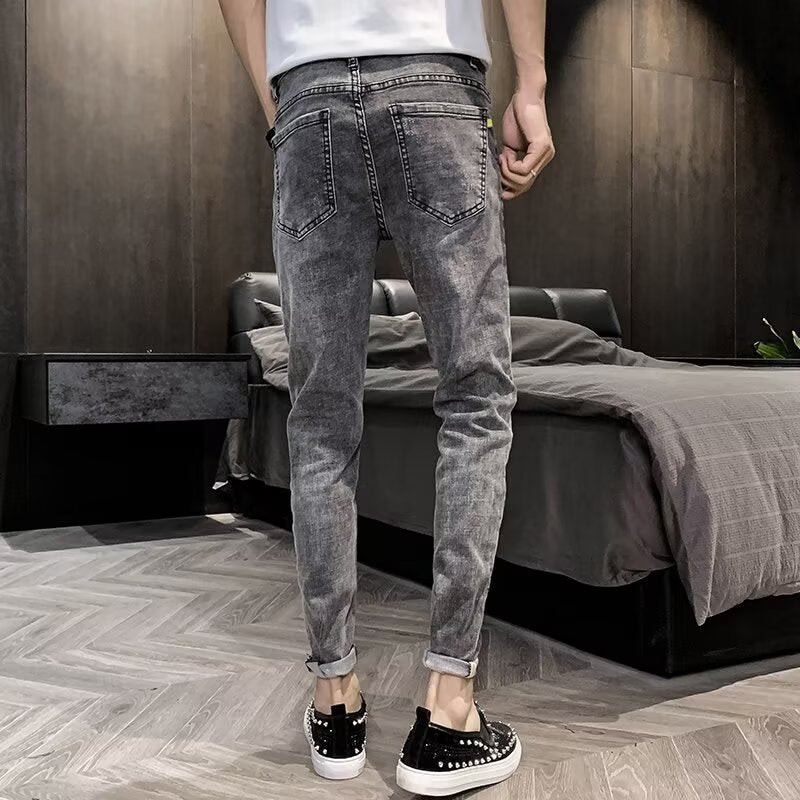 Black Slim Fit Korean Style Men’s Casual Jeans Pants