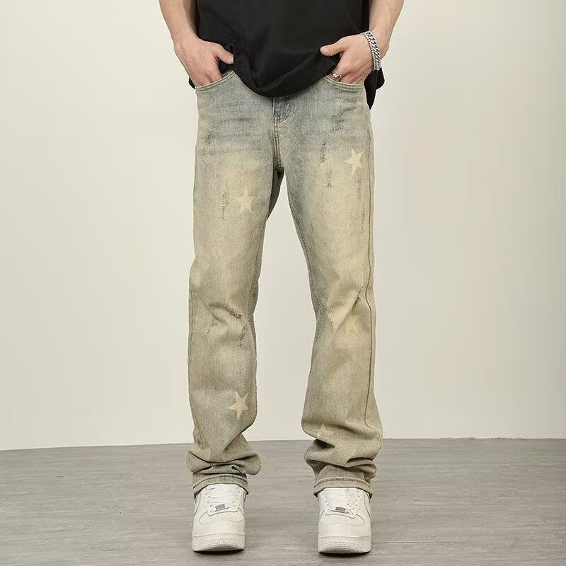 Retro Washed Loose Straight Men’s Casual Jeans Pants