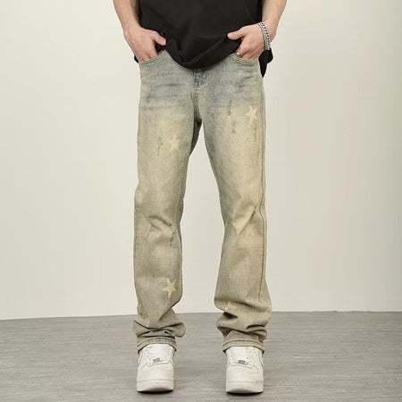 Retro Washed Loose Straight Men’s Casual Jeans Pants