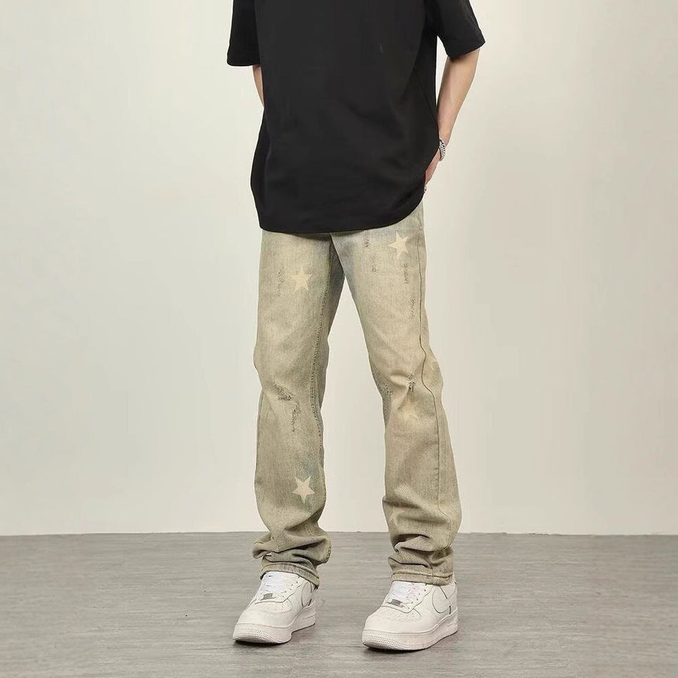 Retro Washed Loose Straight Men’s Casual Jeans Pants