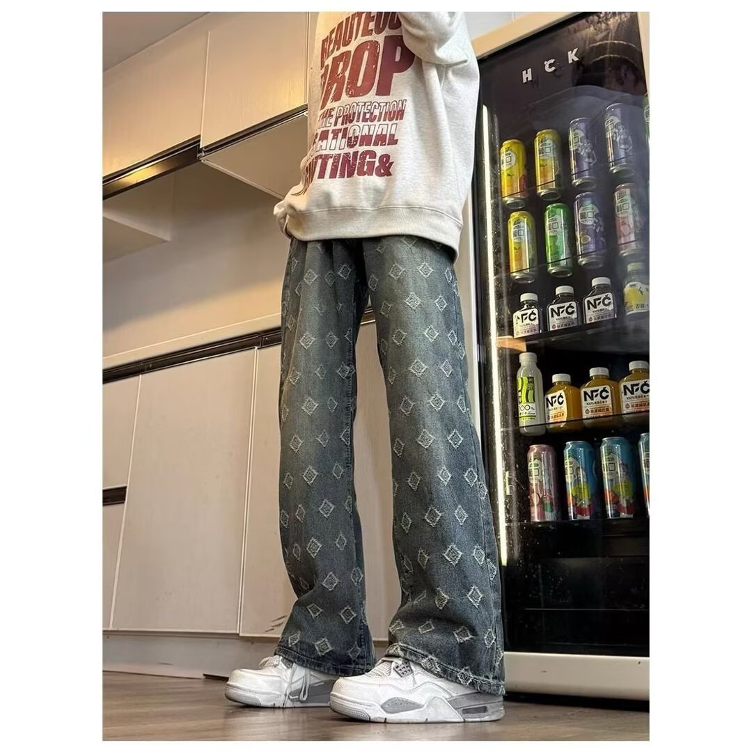 Blue【A016】Hw men's jeans - casual denim trousers with comfortable fit for everyday wear