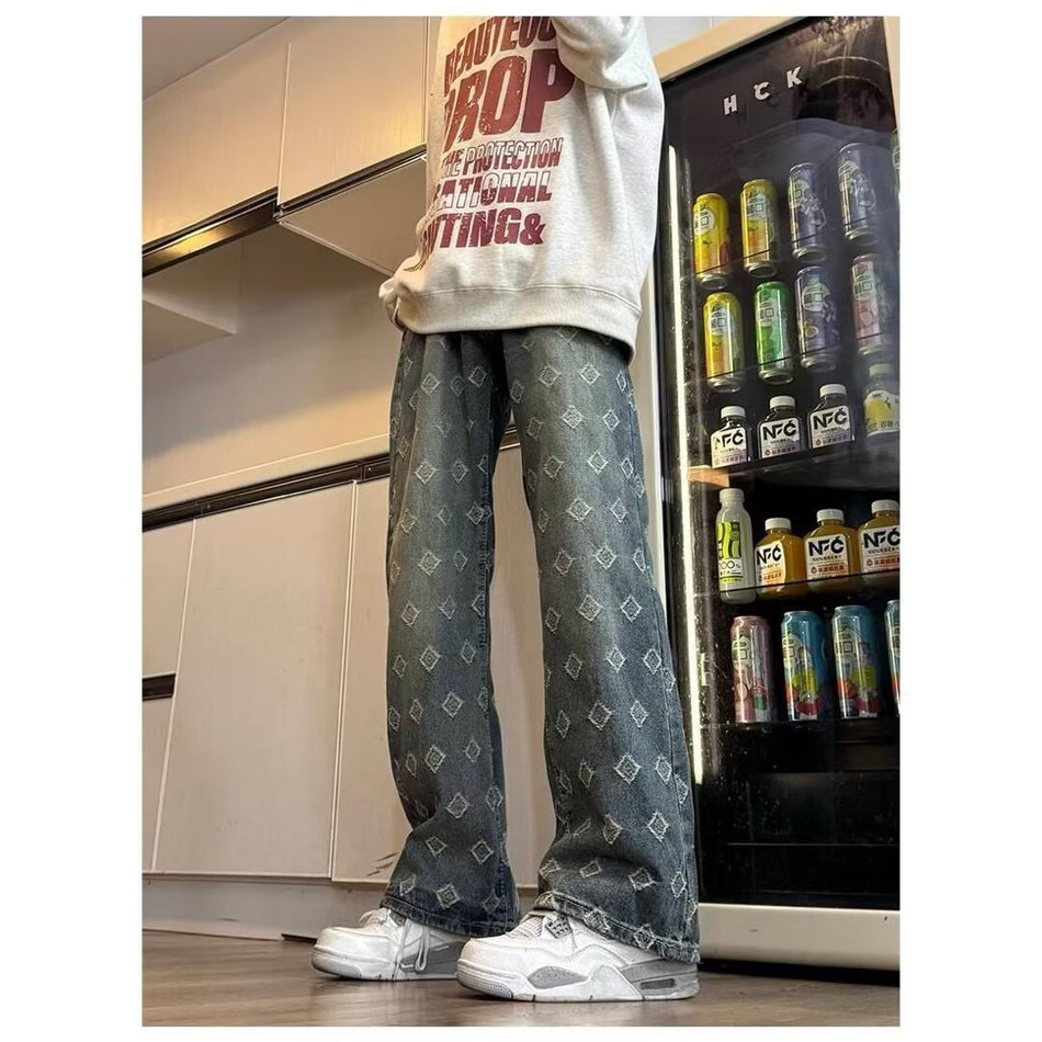 Blue【A016】Hw men's jeans - casual denim trousers with comfortable fit for everyday wear