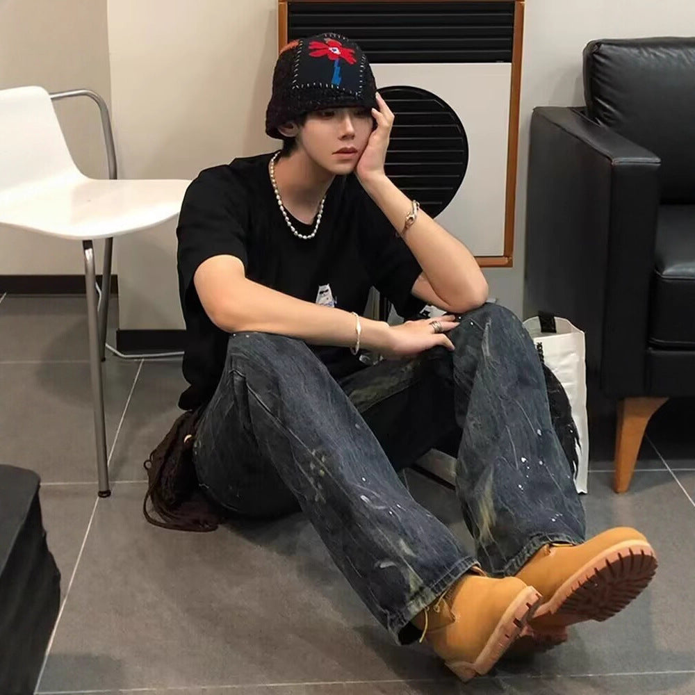 Dark Blue【F56】Hw men's jeans - casual denim trousers with comfortable fit for everyday wear