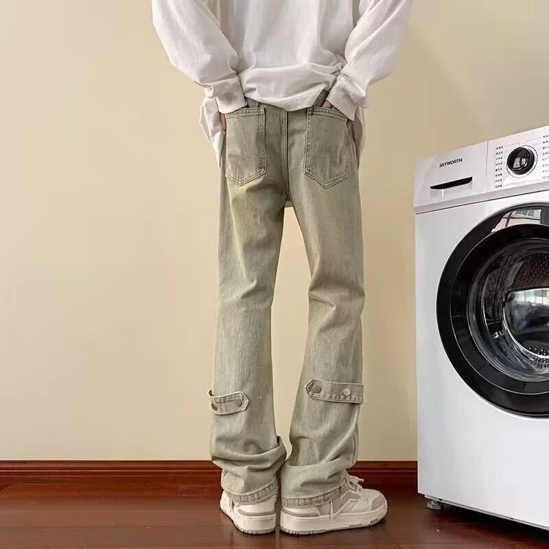 Yellow【E113】Hw men's jeans - casual denim trousers with comfortable fit for everyday wear