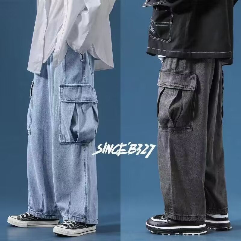 Large Pocket Cargo Wide-Leg Men’s Dad Jeans Pants