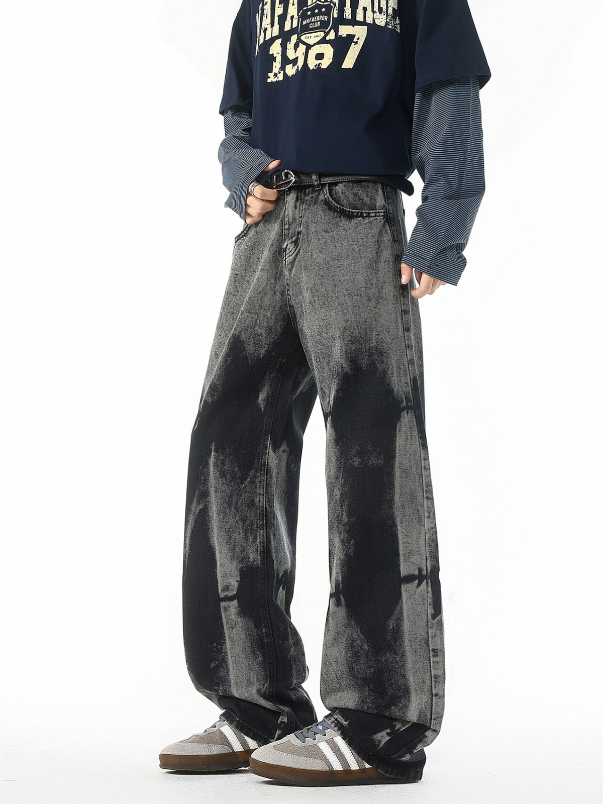 Black【】Xyp men's jeans - casual denim trousers with comfortable fit for everyday wear