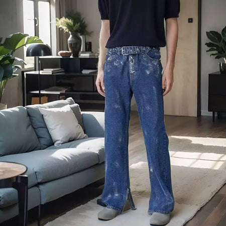 Blue【Z32】Hw men's jeans - casual denim trousers with comfortable fit for everyday wear