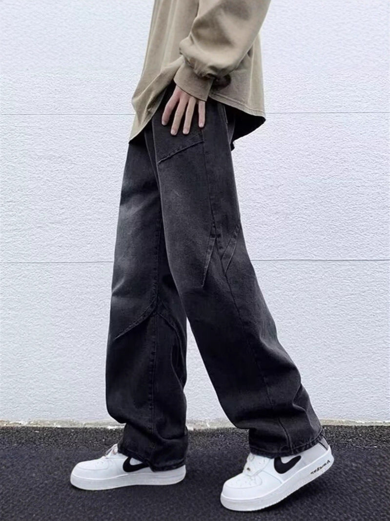 Loose Drapey Wide-Leg Men’s Retro Casual Jeans