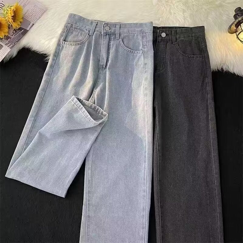 Retro Washed Wide-Leg Men’s Casual Cotton Jeans