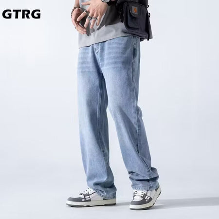 Blue【S01】Xk men's jeans - casual denim trousers with comfortable fit for everyday wear