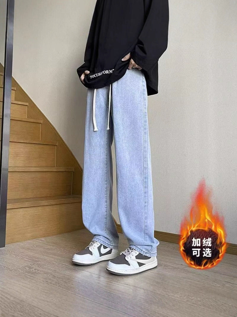 Men’s Fleece-Lined Wide-Leg Winter Jeans