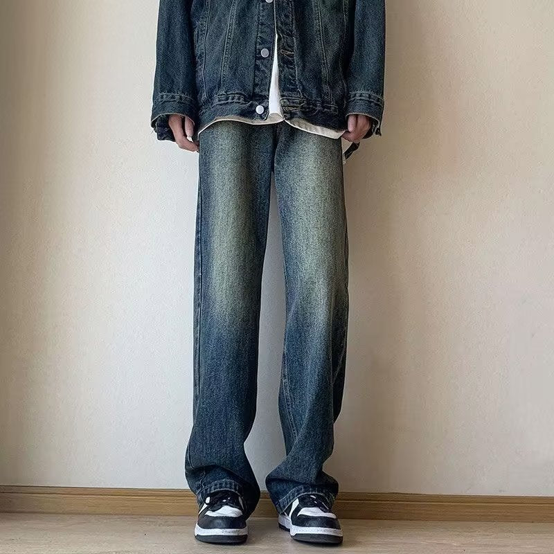 Men’s Retro Washed Loose Straight Jeans