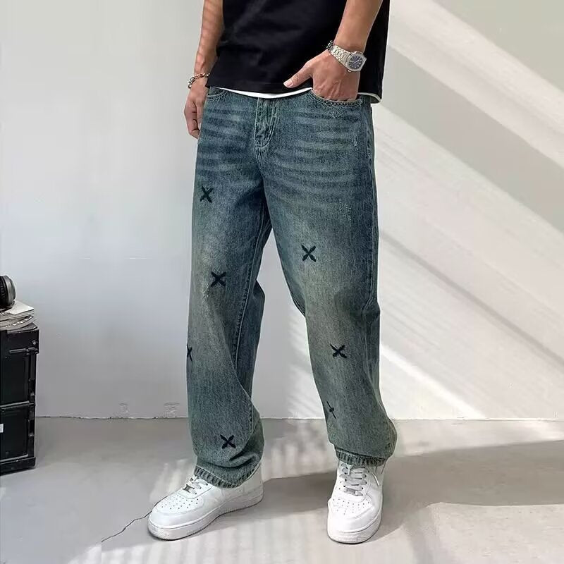 Dark Blue【】Hw men's jeans - casual denim trousers with comfortable fit for everyday wear