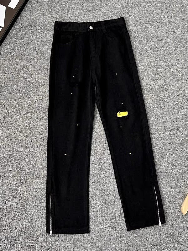 Black【】Xyp men's jeans - casual denim trousers with comfortable fit for everyday wear