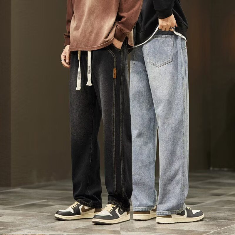 Black【】Xk men's jeans - casual denim trousers with comfortable fit for everyday wear