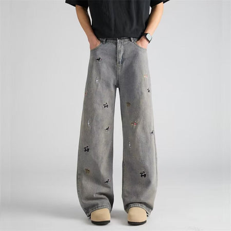 Blue【】Xyp men's jeans - casual denim trousers with comfortable fit for everyday wear