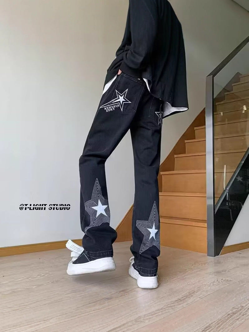 Black【】Hw men's jeans - casual denim trousers with comfortable fit for everyday wear