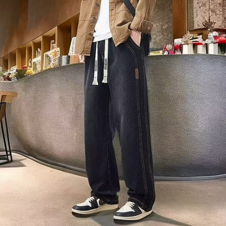 Black【】Xk men's jeans - casual denim trousers with comfortable fit for everyday wear