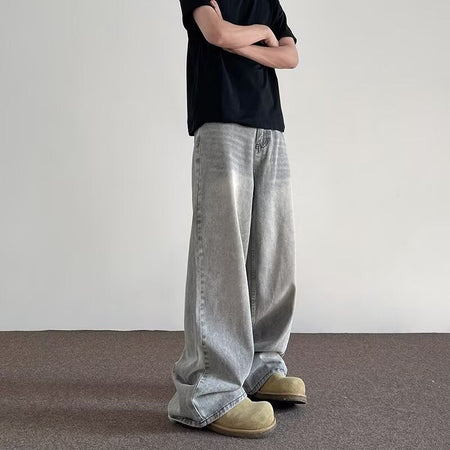 Gray【T809】Xk men's jeans - casual denim trousers with comfortable fit for everyday wear