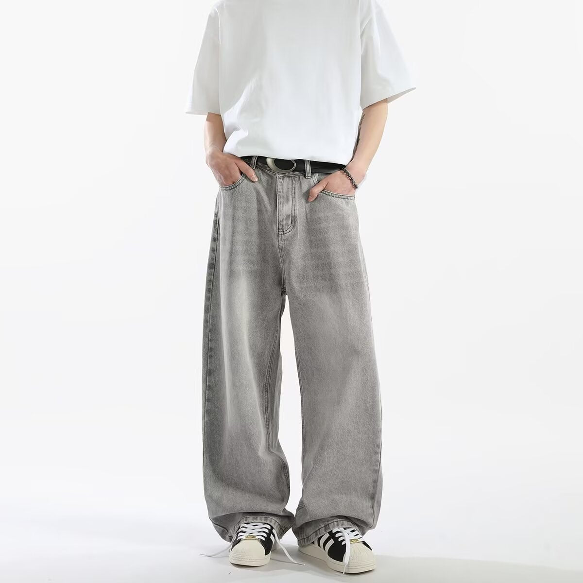 Gray【T809】Xk men's jeans - casual denim trousers with comfortable fit for everyday wear