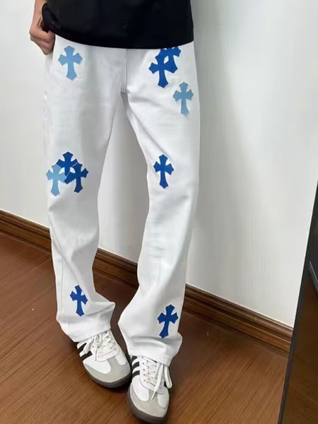 White【K686】Hw men's jeans - casual denim trousers with comfortable fit for everyday wear