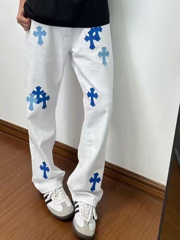 White【K686】Hw men's jeans - casual denim trousers with comfortable fit for everyday wear