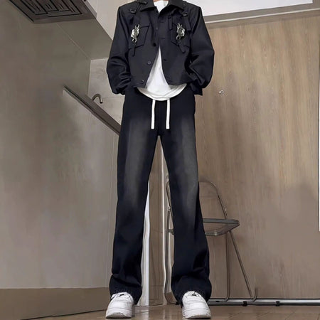 Black【】Hw men's jeans - casual denim trousers with comfortable fit for everyday wear