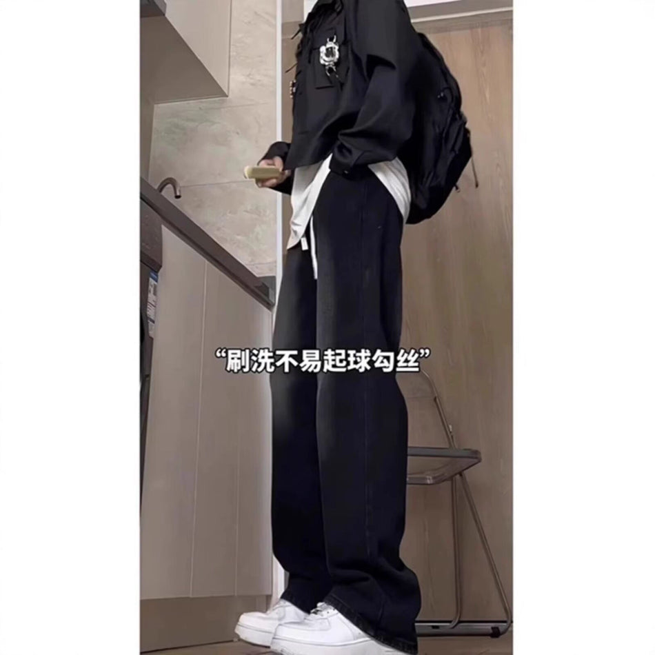 Men’s Loose Straight Jeans Vintage High Street Casual Pants